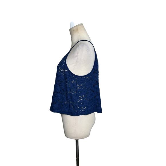 Express blue eyelet racer back tank top Cami Size M - Picture 6 of 11